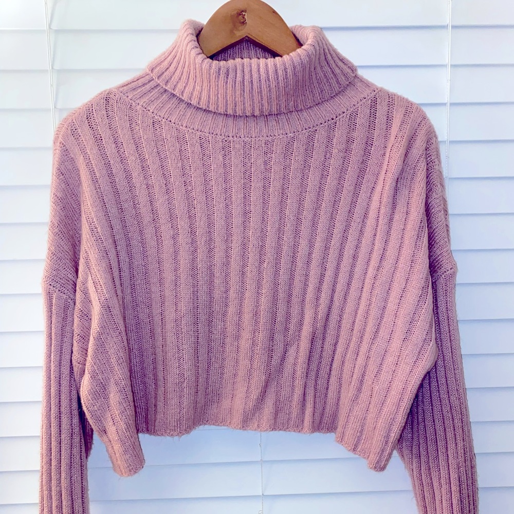Pink turtle neck cropped sweater